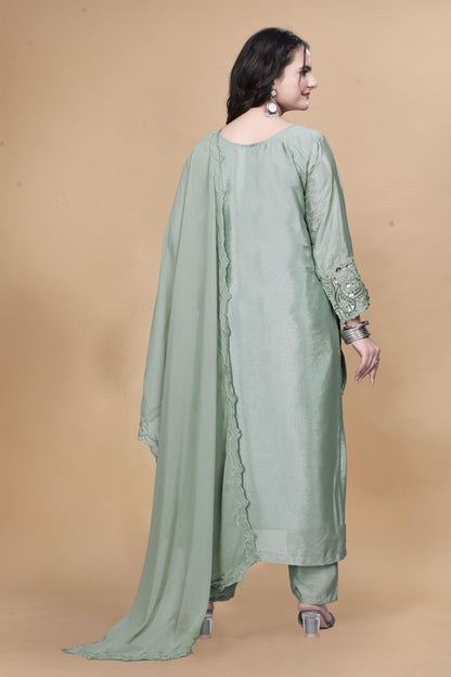 Traditional Collection 3 Piece Long Kurti With Bottom And Beautiful Dupatta