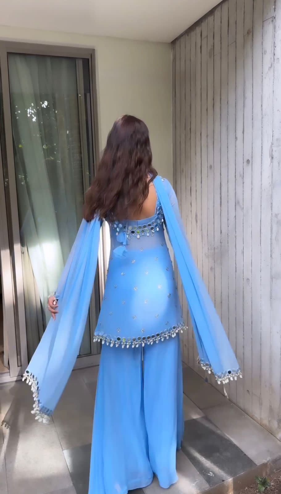 sky blue colour beautiful partywear dress in Georgetta fabric