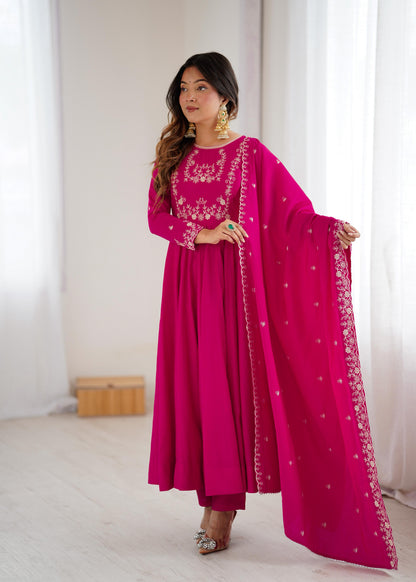 Pink Colour beautiful silk anarakli dress