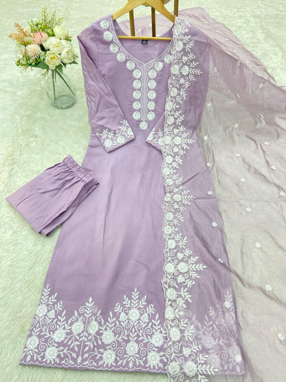 Purple Color Beautiful Dress in Silk Fabric