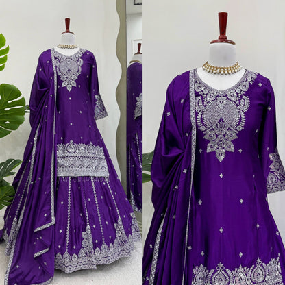 Purple Color Beautiful Partywear lehenga choli