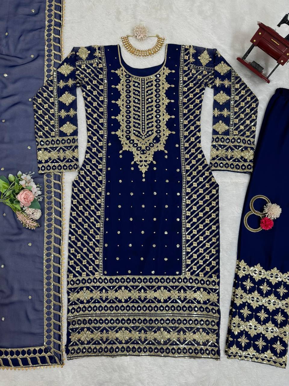 Blue Color Beautiful PArtywear Dress in Georgette Fabric