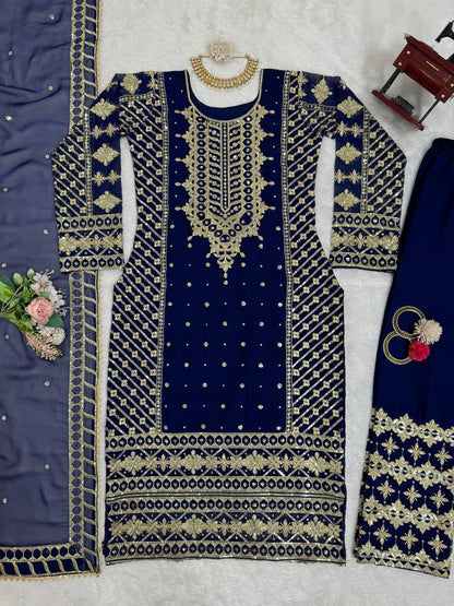 Blue Color Beautiful PArtywear Dress in Georgette Fabric