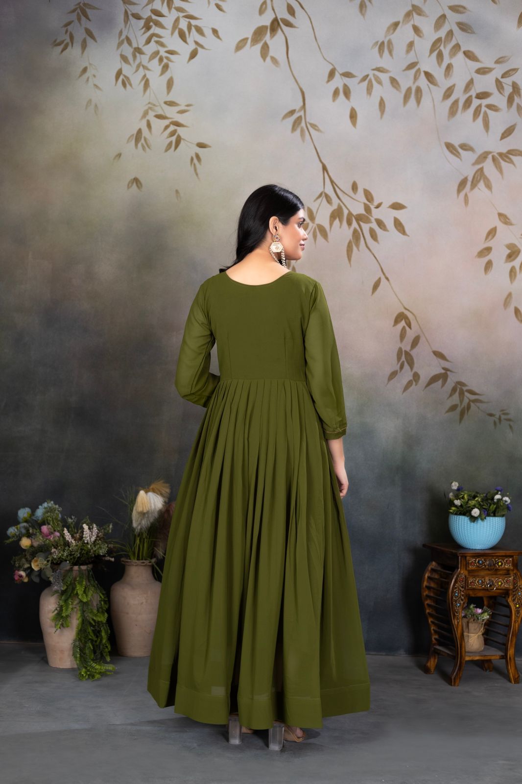 Zari-Thread & Sequins Embroidery gown Made For Desirable Women's Who Deserve It in green color